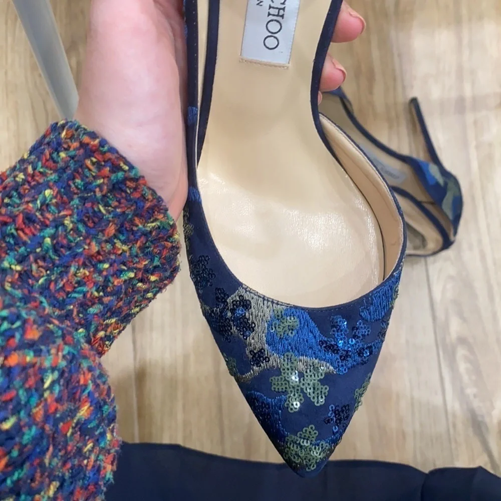 Jimmy Choo /  Lucy 100 D’Orsay Pumps Sequin floral Pattern 39 9